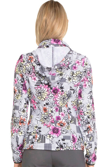 Clearance Women's Zip Front Floral Print Scrub Jacket, , large