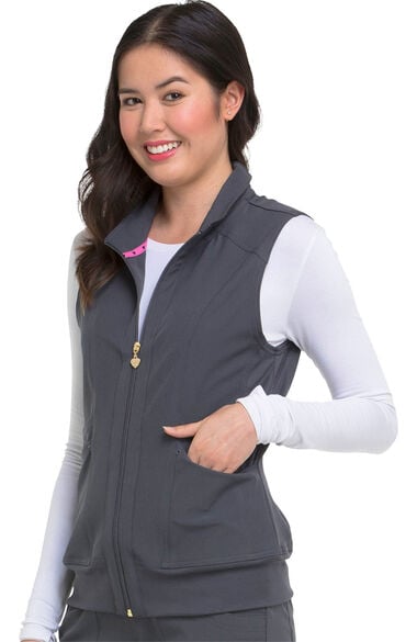 Women's In-Vested Love Solid Scrub Vest, , large