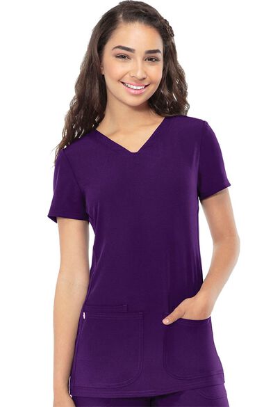Women's Pitter-Pat V-Neck Solid Scrub Top, , large