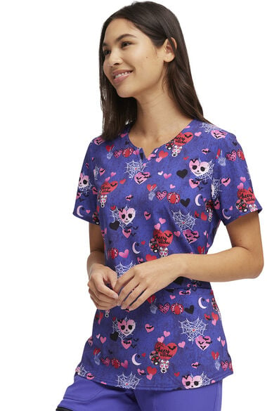Clearance Women's Cheers Witches Print Scrub Top, , large