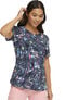 Clearance Women's Doodle Blooms Print Scrub Top, , large
